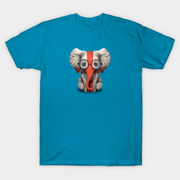 Baby Elephant with Glasses and English Flag T-Shirt by jeffbartels